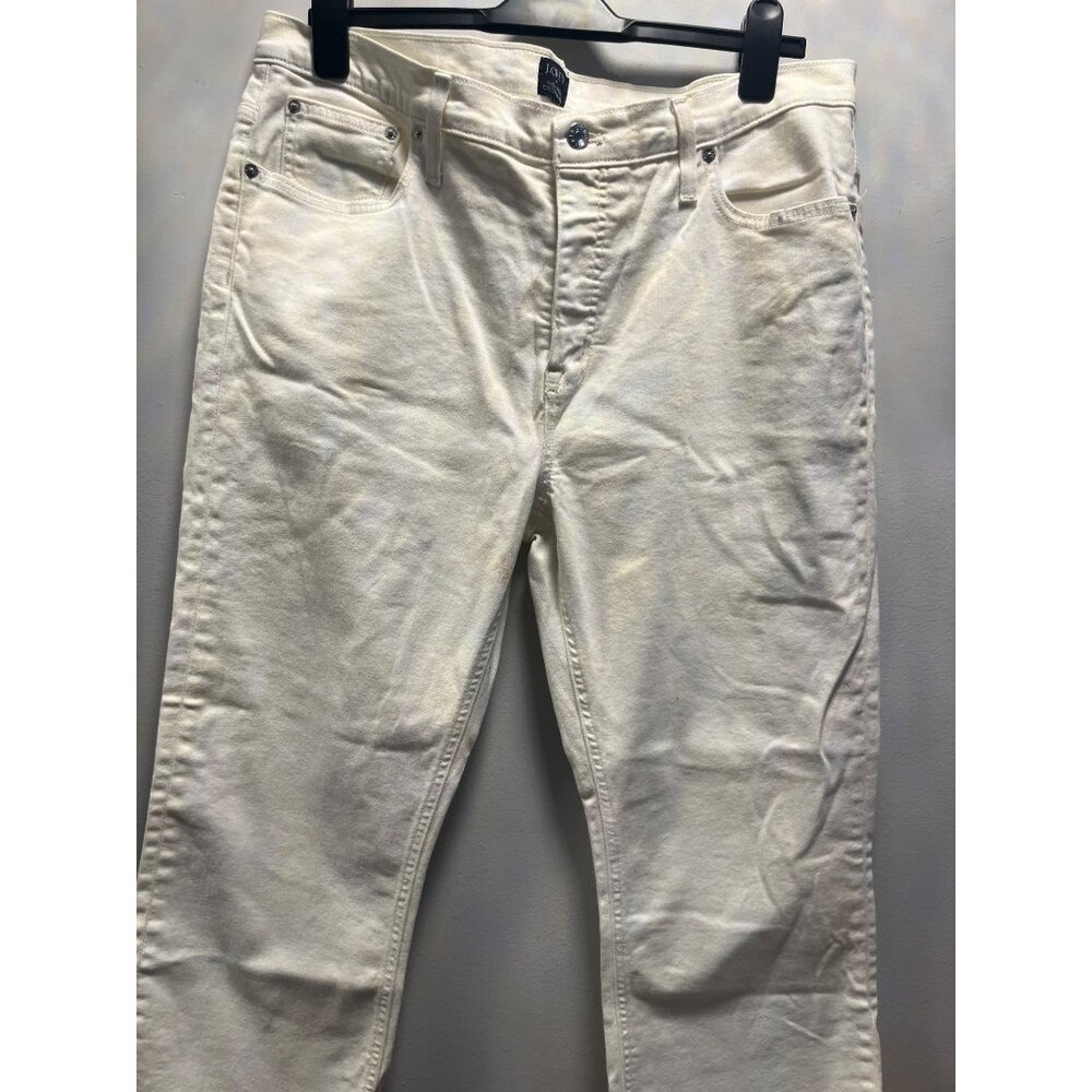 J.‎ Crew High Rise Crop Flare Jeans Off White Raw Hem Women Size M